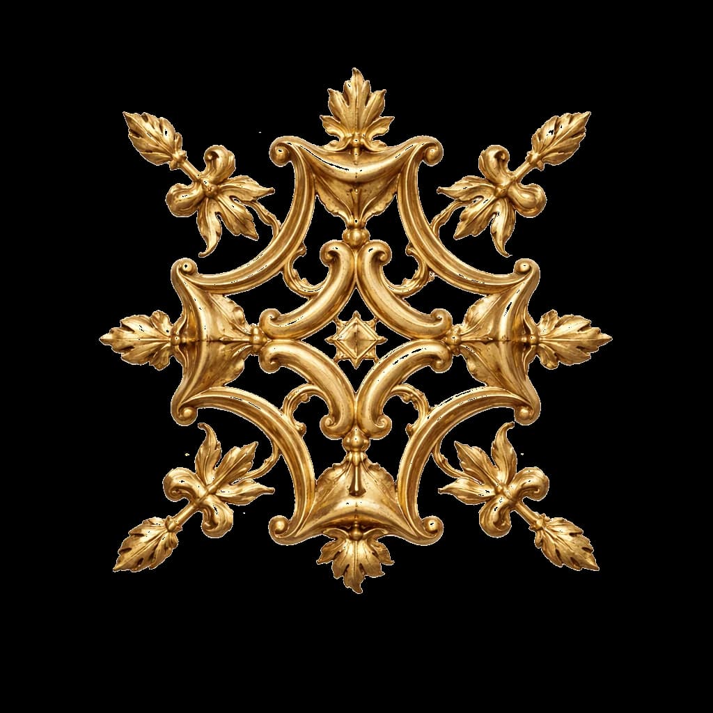 Logo d'AC Boiseries, ornement doré à volutes et feuillages