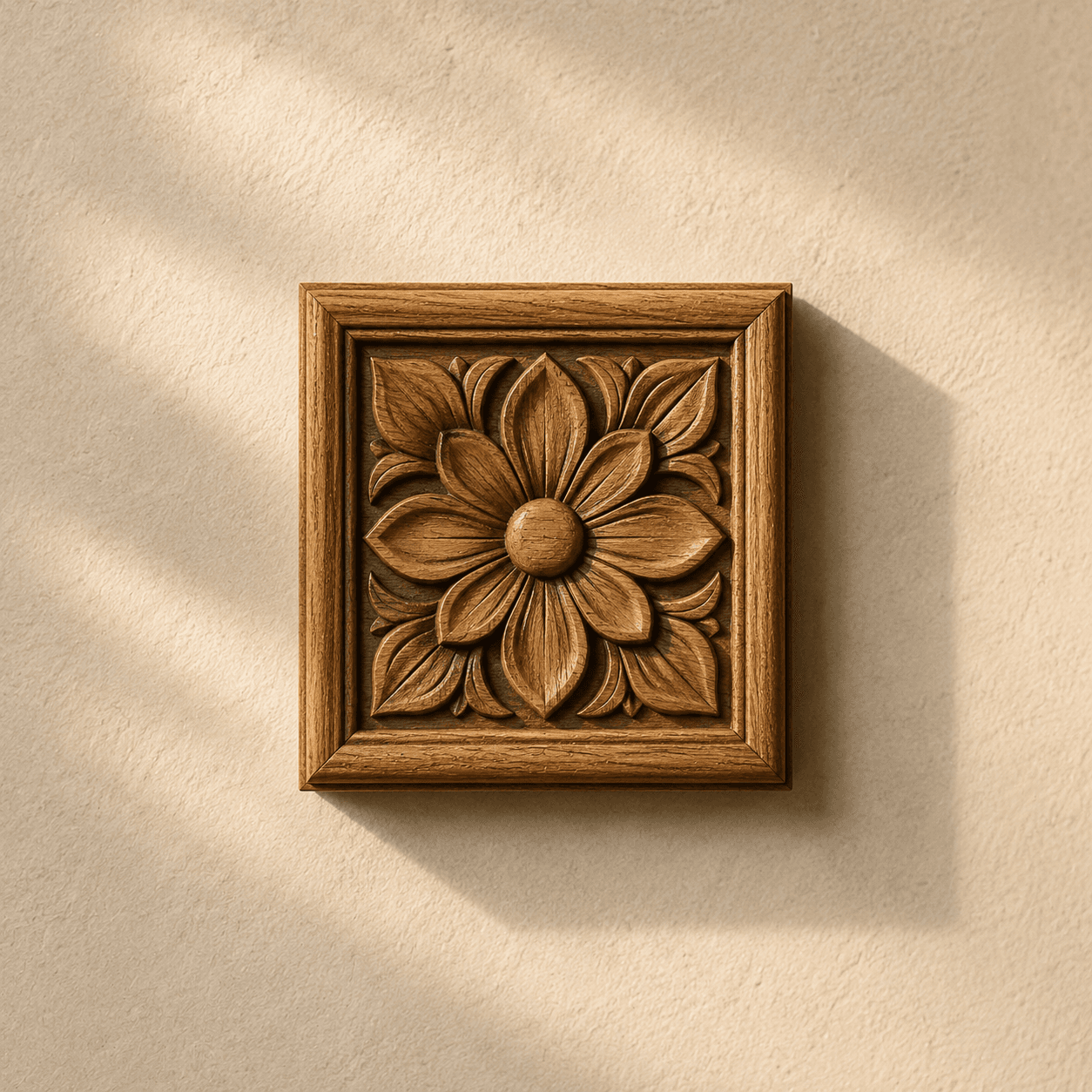 Médaillon 10 × 10 cm sculpté, motif floral